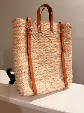 Woven Straw Tote Bag Leather Straps Large Boho Market Beach Basket Bag